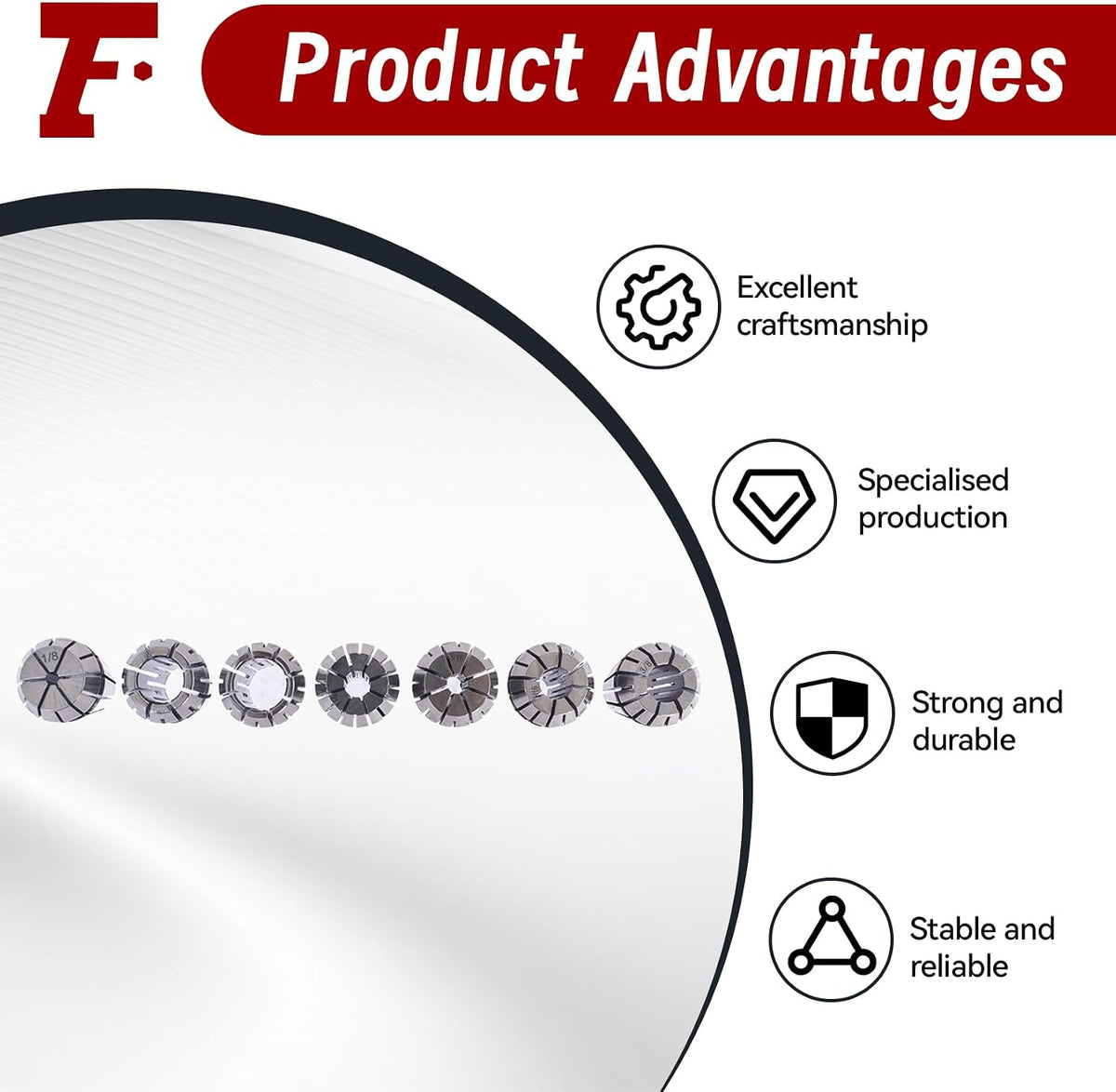 findmall 7Pcs ER20 Spring Collet Set 1/8-1/2 CNC Milling Lathe Tool