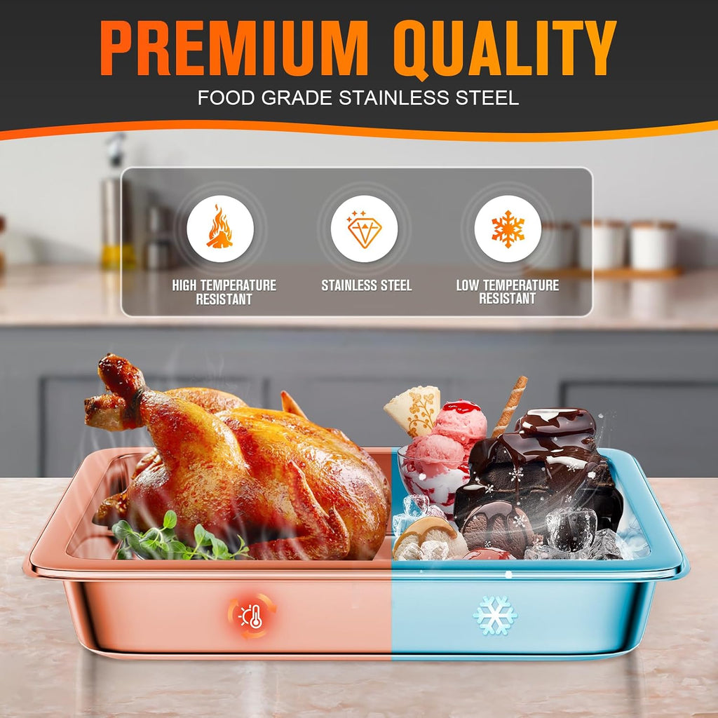 Hotel Pan, Full Size Steam Table Pan 2.5" Deep Stainless Steel With Lid 20.8" L x 13" W Anti-Jam Buffet Commercial (4