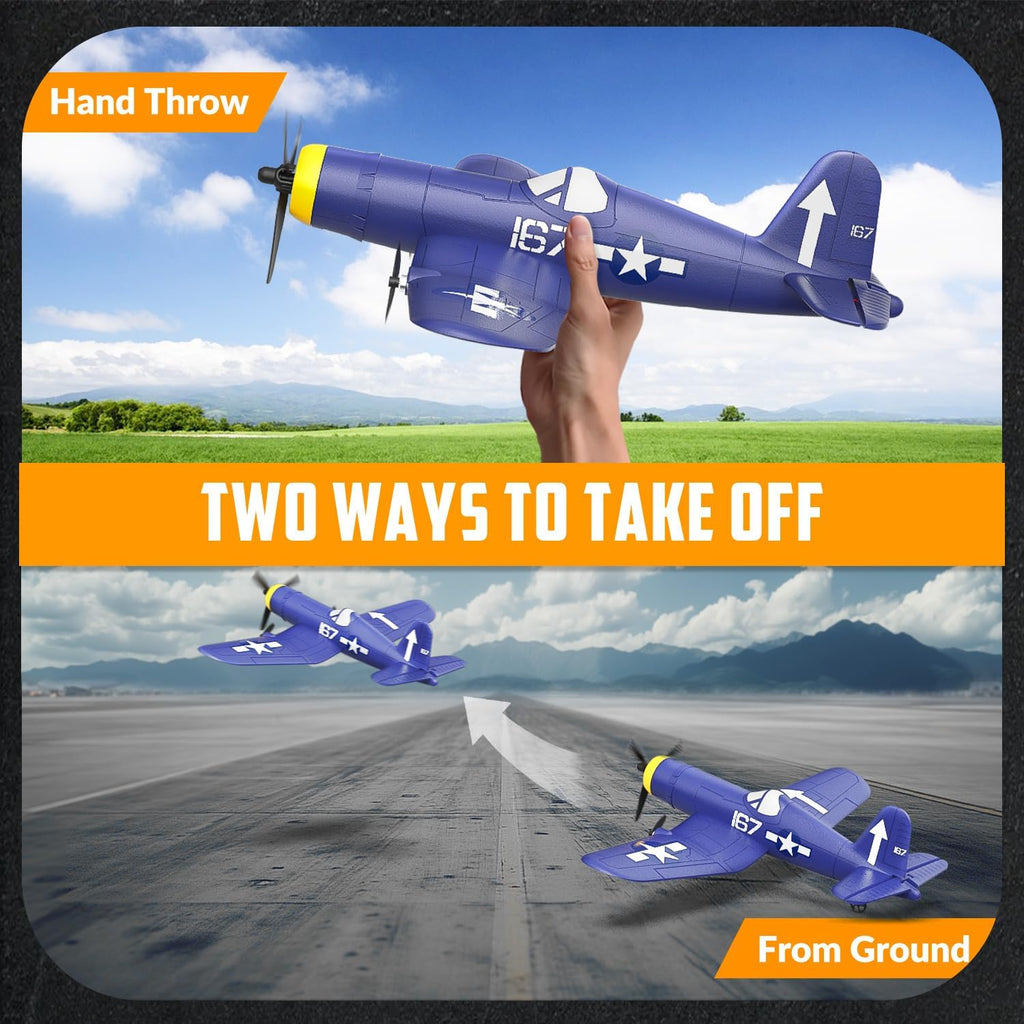 RC Plane, 3 Channel Remote Control Plane for Beginners & Adults | F4U Corsair Fighter RTF, 2.4GHz, 6-Axis Gyro