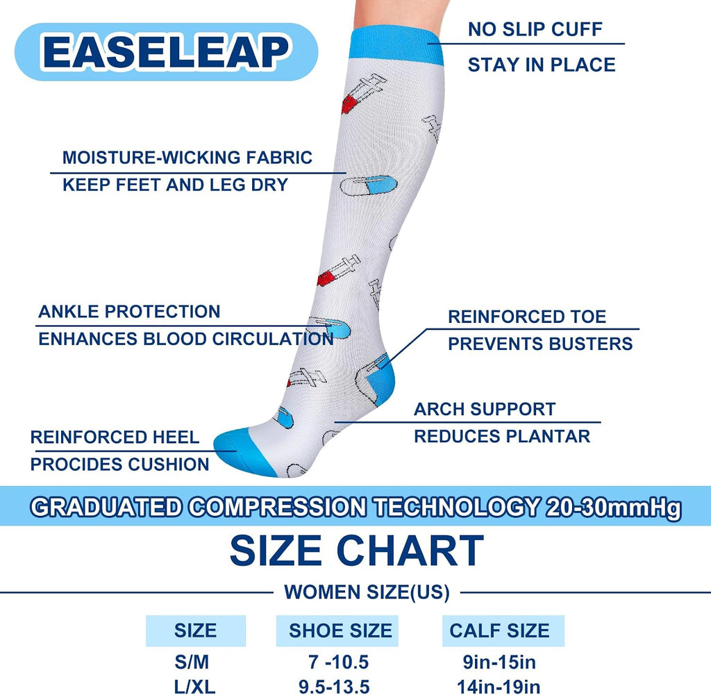 20 Pairs Nurse Compression Socks for Women Men for Nurses Week Appreciation Gift Circulation Medical Running Athletic