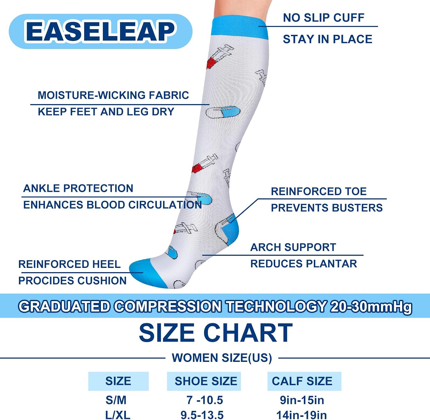 20 Pairs Nurse Compression Socks for Women Men for Nurses Week Appreciation Gift Circulation Medical Running Athletic