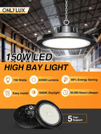 ONLYLUX UFO LED High Bay Light 150W 12 Pack 5000K Daylight 22500LM