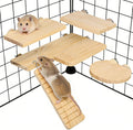 Hamster Cage Platform L-Shaped Wooden Hamster Cage Accessories Rat Climbing Toys Ledge with Ladder for Sugar Glider