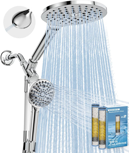 Dual Filtered Rain Shower Head Combo, Handheld Shower Head with Adjustable Bar - Rainfall Shower Head And Showerhead