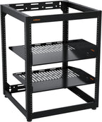 ECHOGEAR 15U Open Frame Rack w/Optimal Air Flow, DIY Assembly, 20.4” Depth