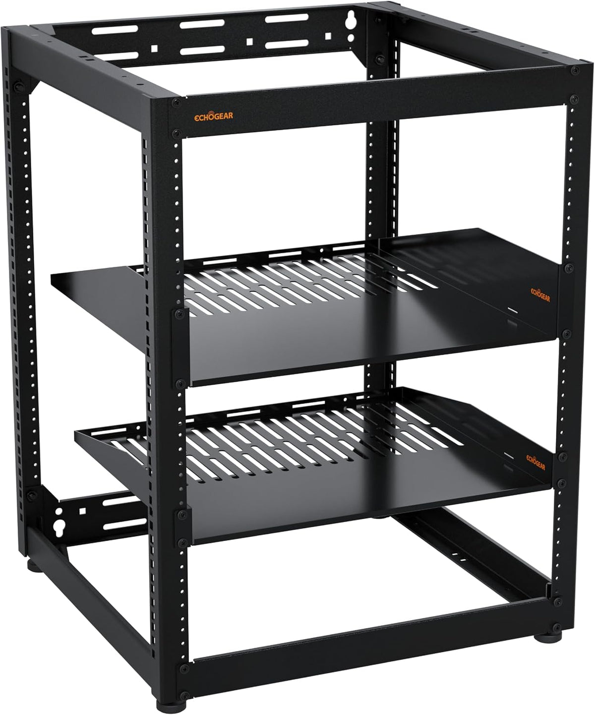 ECHOGEAR 15U Open Frame Rack w/Optimal Air Flow, DIY Assembly, 20.4” Depth