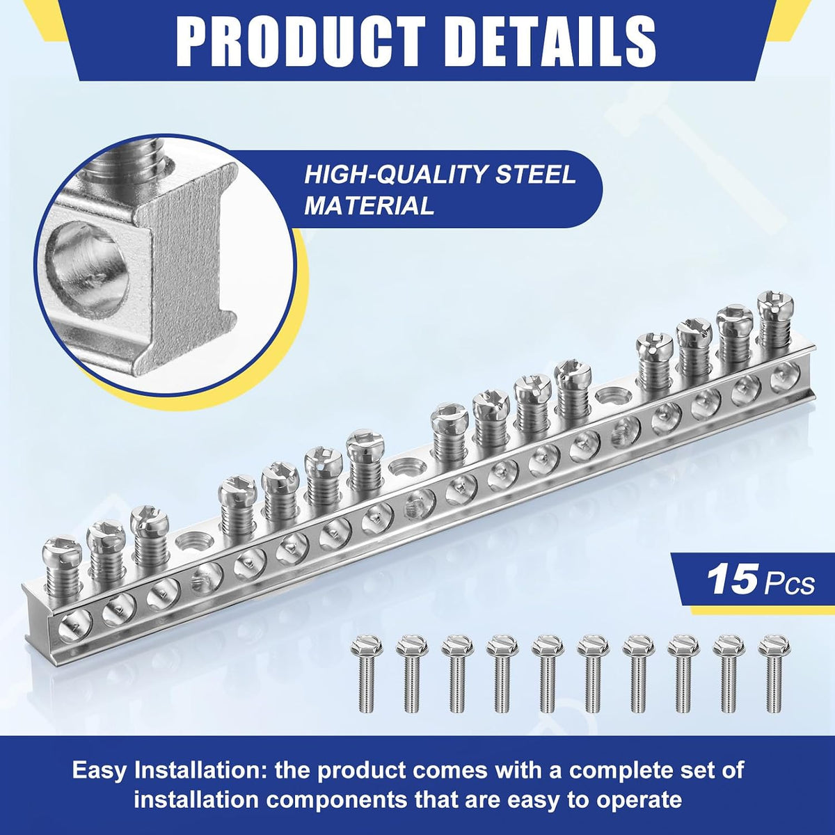 Relaxweex 2 Set Ground Bar Kit, 15 Terminal Positions for Electrical Panel