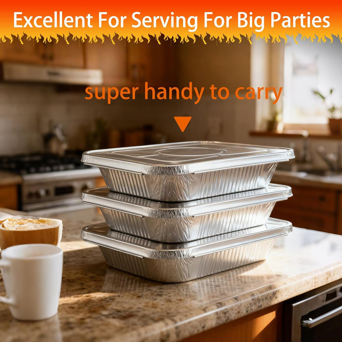 9x13 Aluminum Foil Pans with Lids Disposable, 10 Pack Tin Foil Turkey Sheet