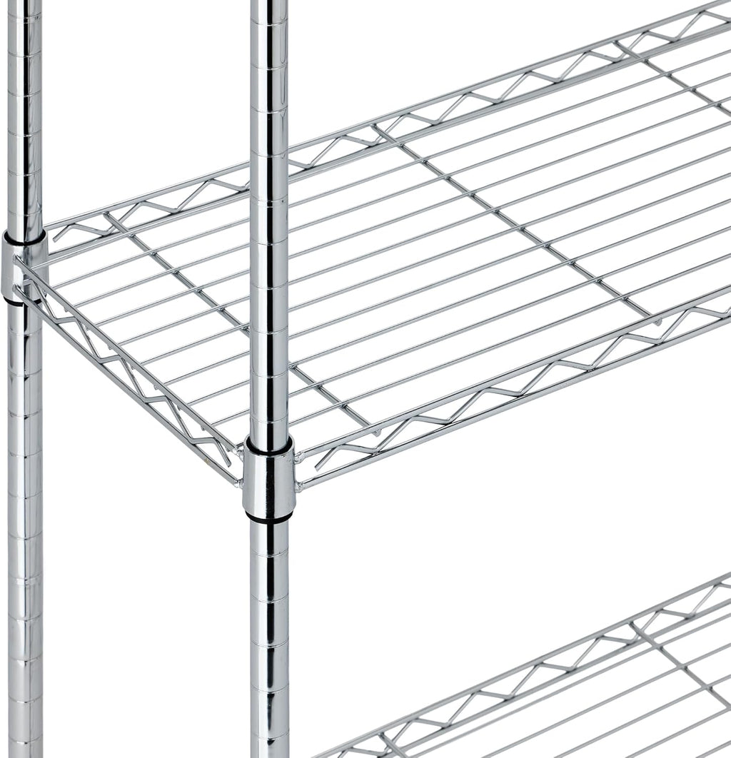 5-Shelf Adjustable Heavy Duty Steel Wire Rack, Space Saving Storage Shelving Organizer for Kitchen, Garage, No-Tool