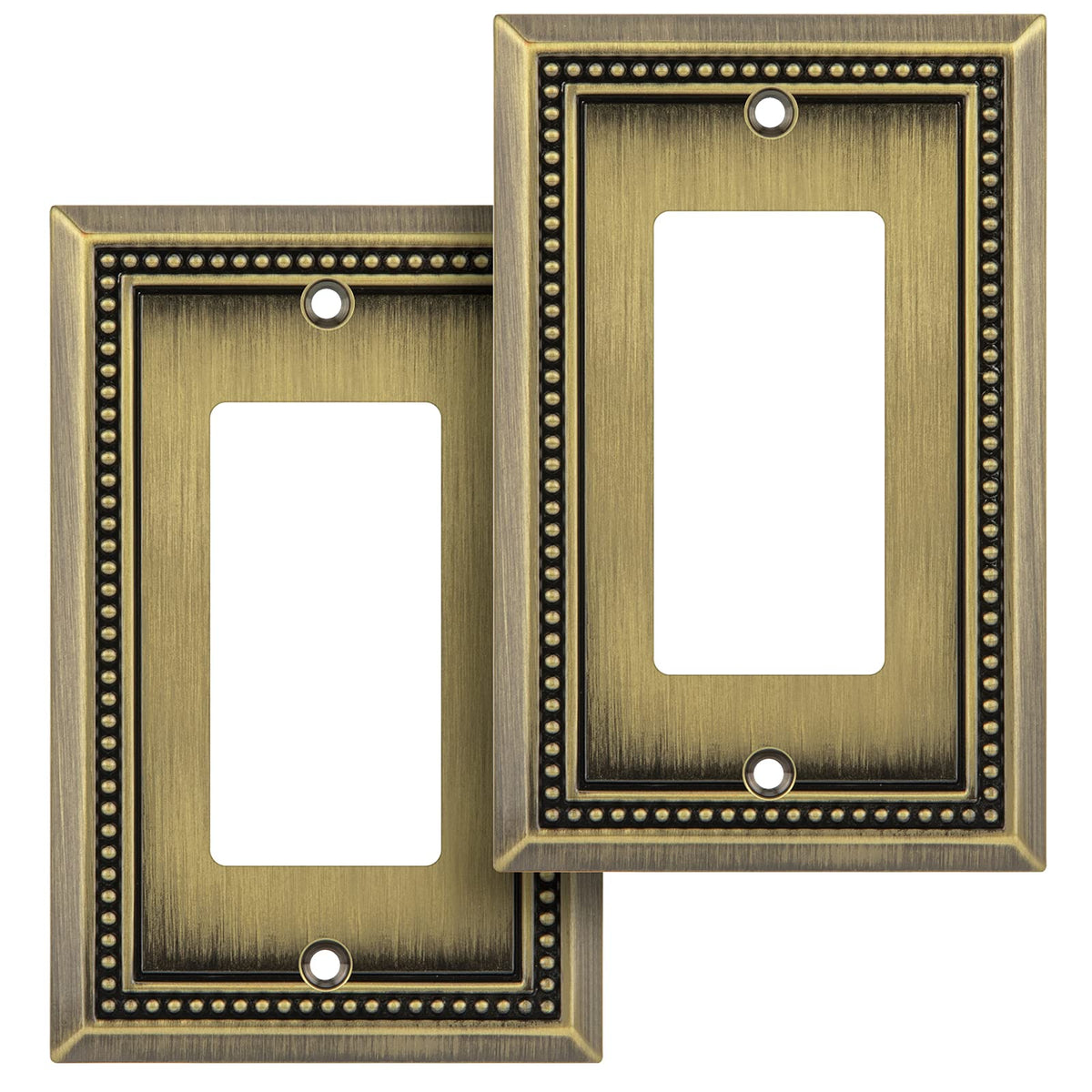 Sunken Pearls Heavy-Duty 1 GFI Rocker Wall Plate, Antique Brass, 2 Pack