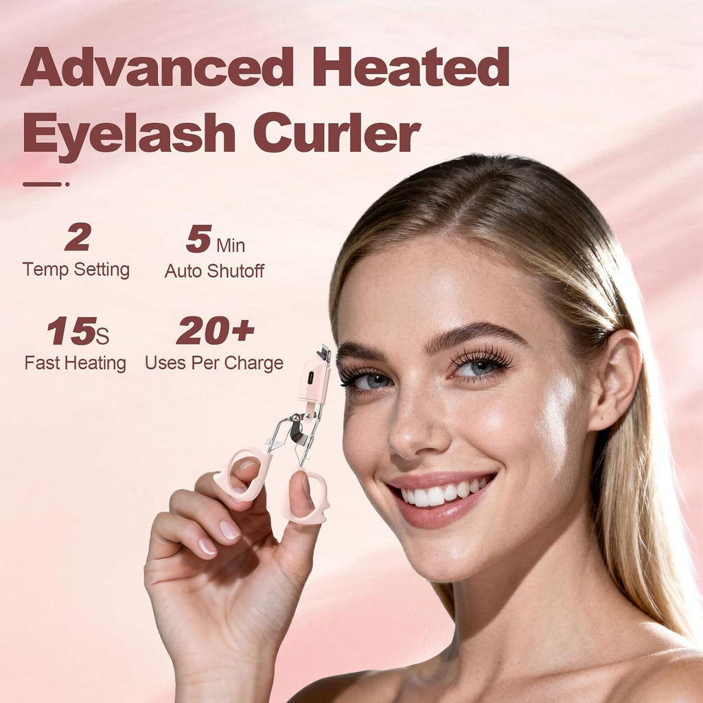 Heated Eyelash Curler Fast Heat up Within 15s, Electric Eyelash Curlers with 2 Temperature Modes for 24H Long-Lasting