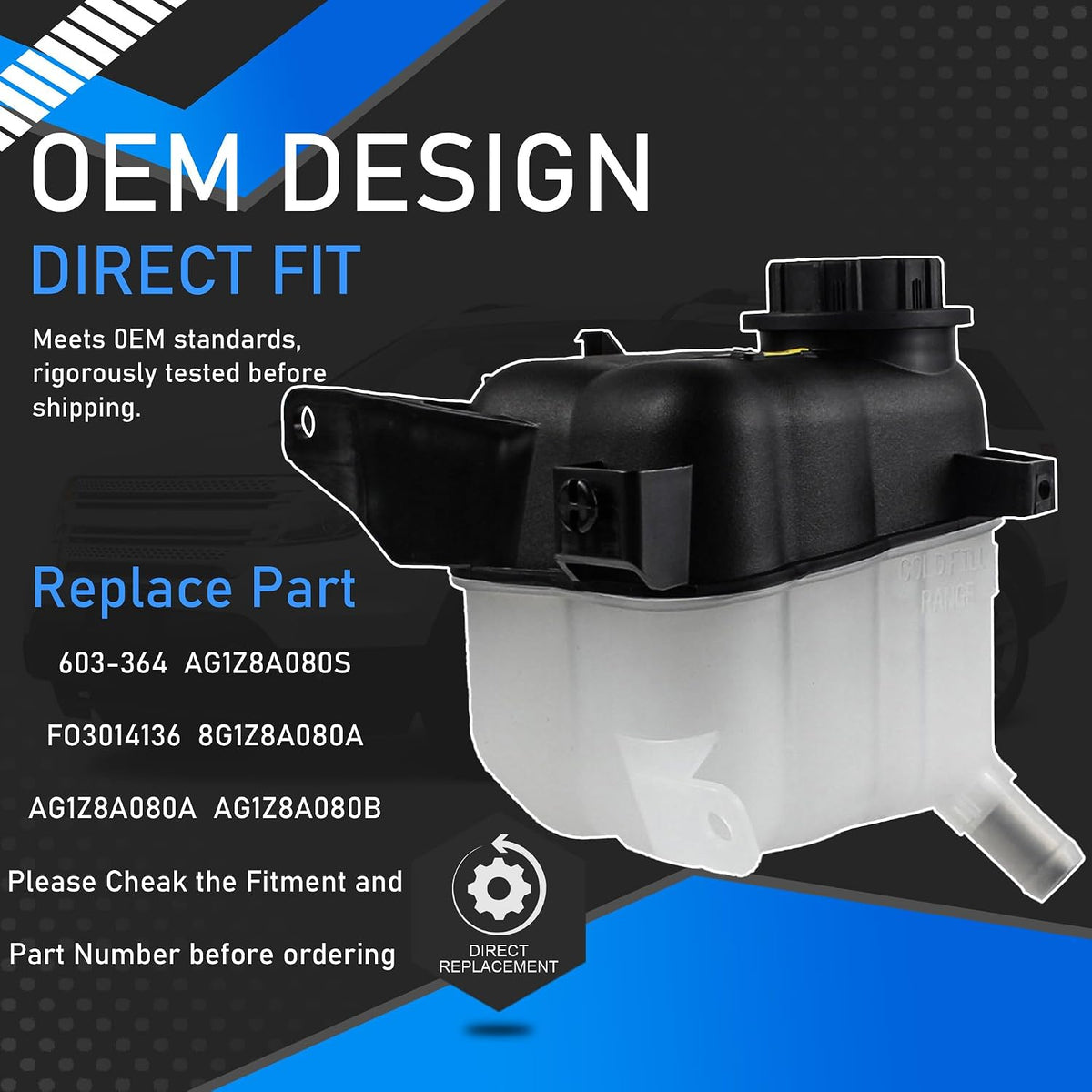 Engine Coolant Reservoir Tank Compatible with 2008-2018 Ford