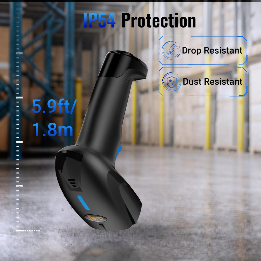 Barcode Scanner 1D Laser Wireless: BT 2.4G USB Handheld Reader, 4100