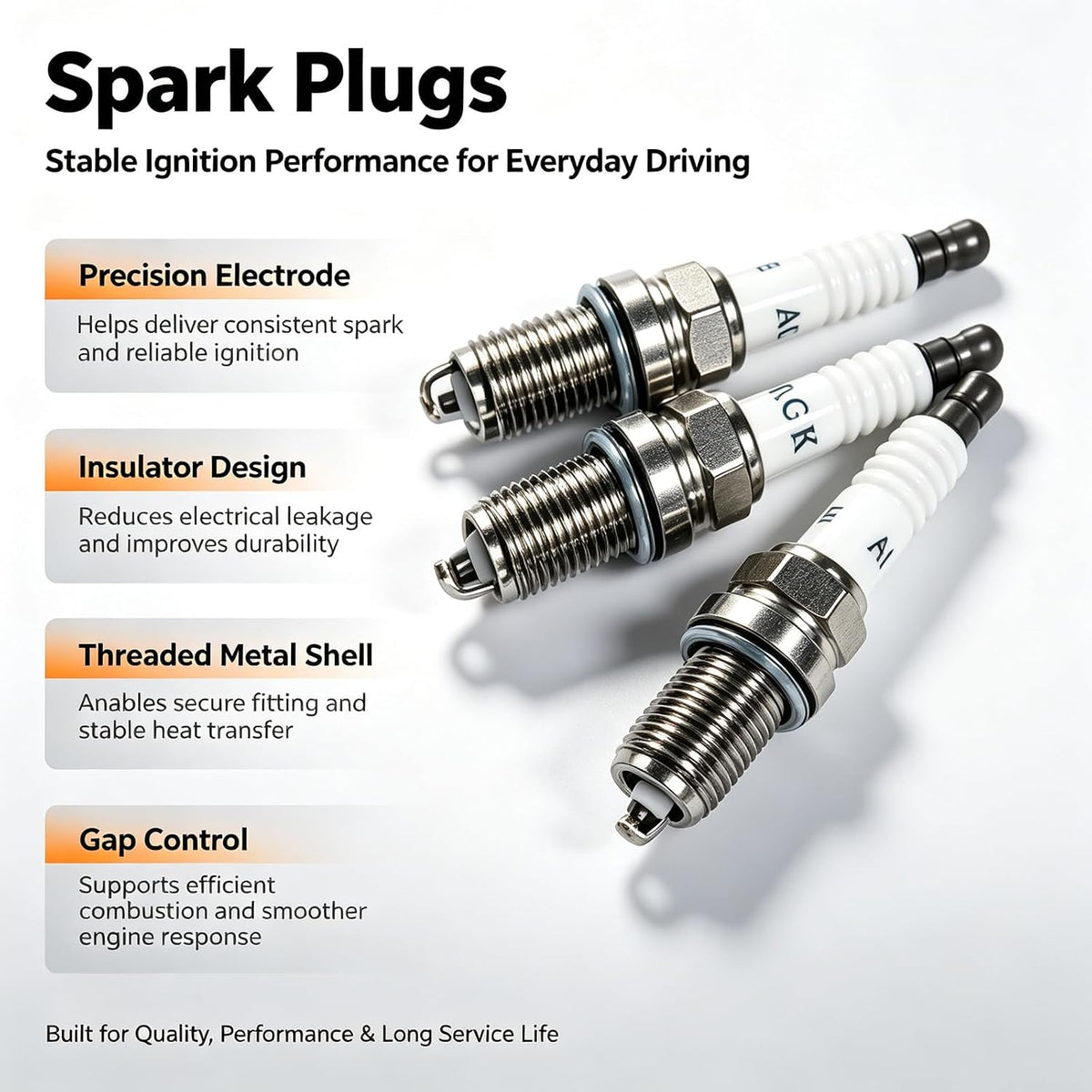 Spark Plug Wires and Spark Plugs Set Compatible with John Deere 825i 825i S4 Replace MIA11722 MIA11723 MIA11724