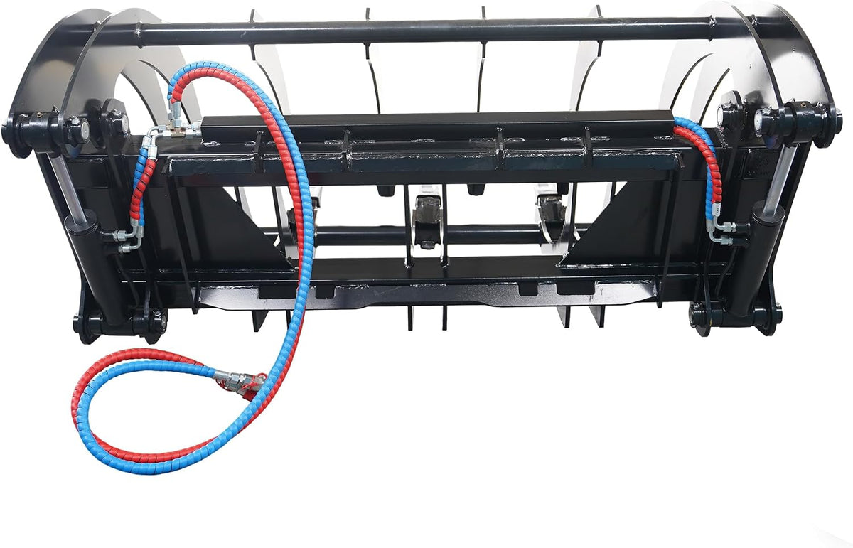 72" Heavy-Duty Root Grapple Rake Hydraulic Skid Steer Attachment | Twin 3000 PSI Cylinders, Universal Quick Attach