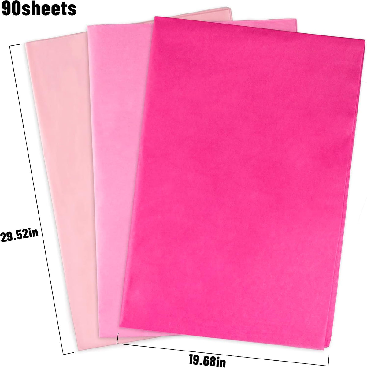 90 Sheets 20" x 30" Pink Tissue Paper Bulk,Large Assorted Pinks Tissue Paper for Gift Bags,Valentine's