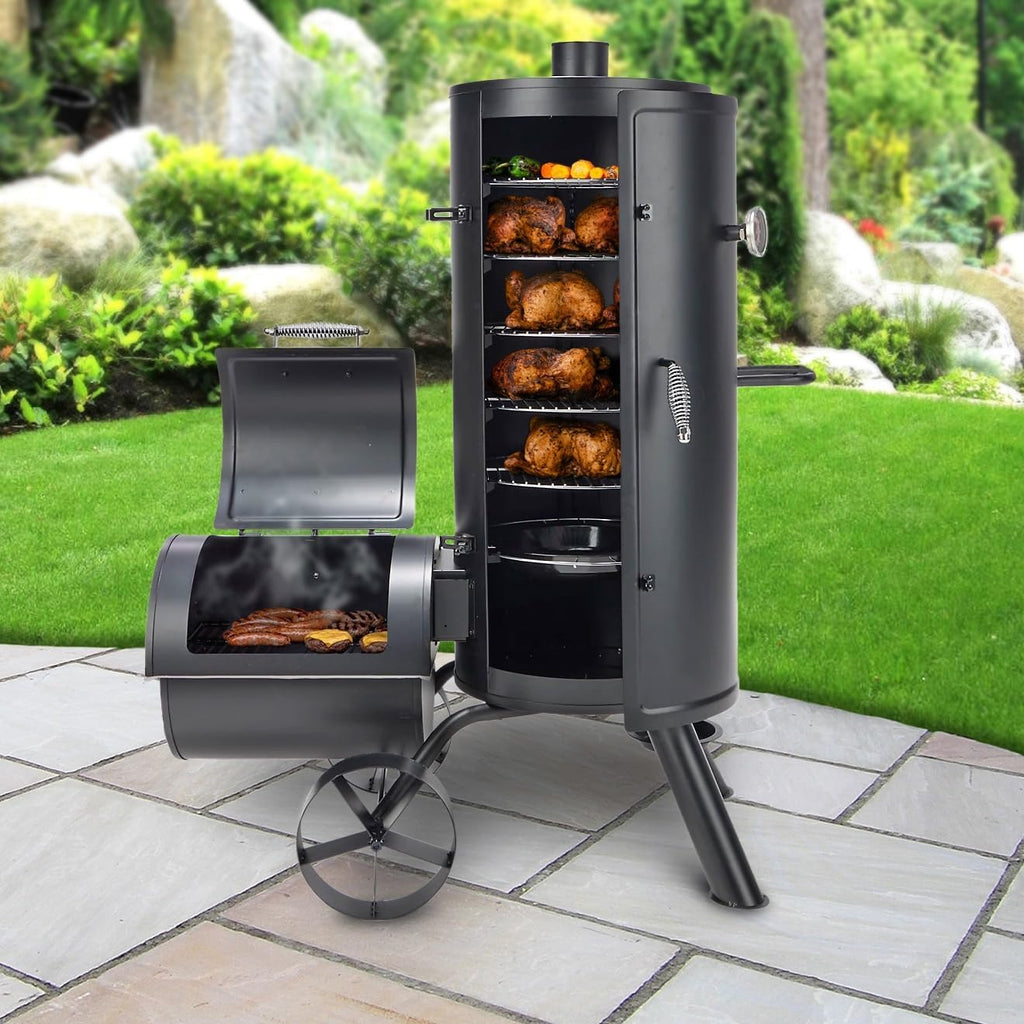 OLP8520VS Outdoor Multi Level Vertical Smoker and Charcoal Grill, 1,650 Square Inch Cooking Surface, Black