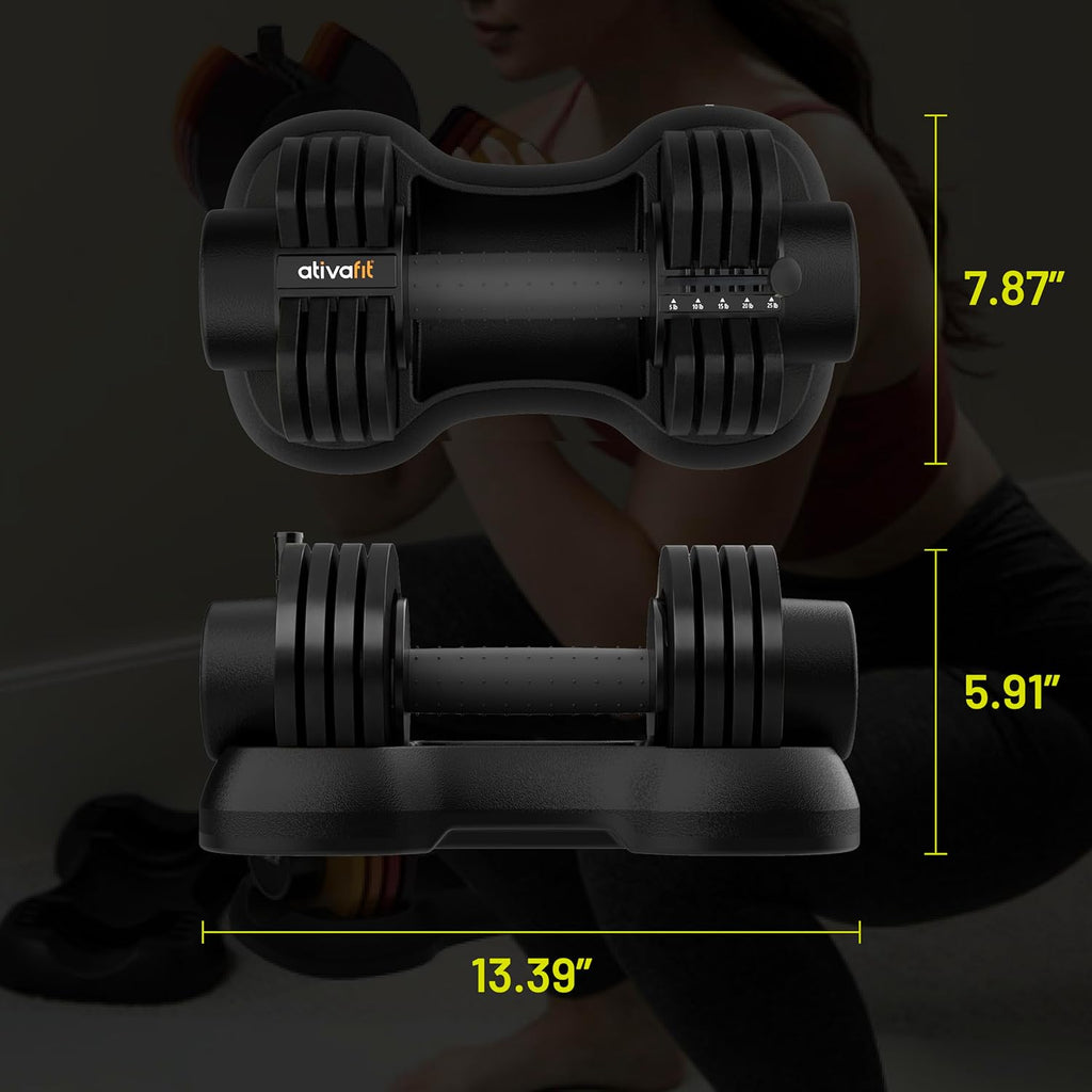Adjustable Dumbbell Set of 2, 5–88LB Quick Dial Free Weights with Double Safety Lock, Anti-Slip Steel Handle &
