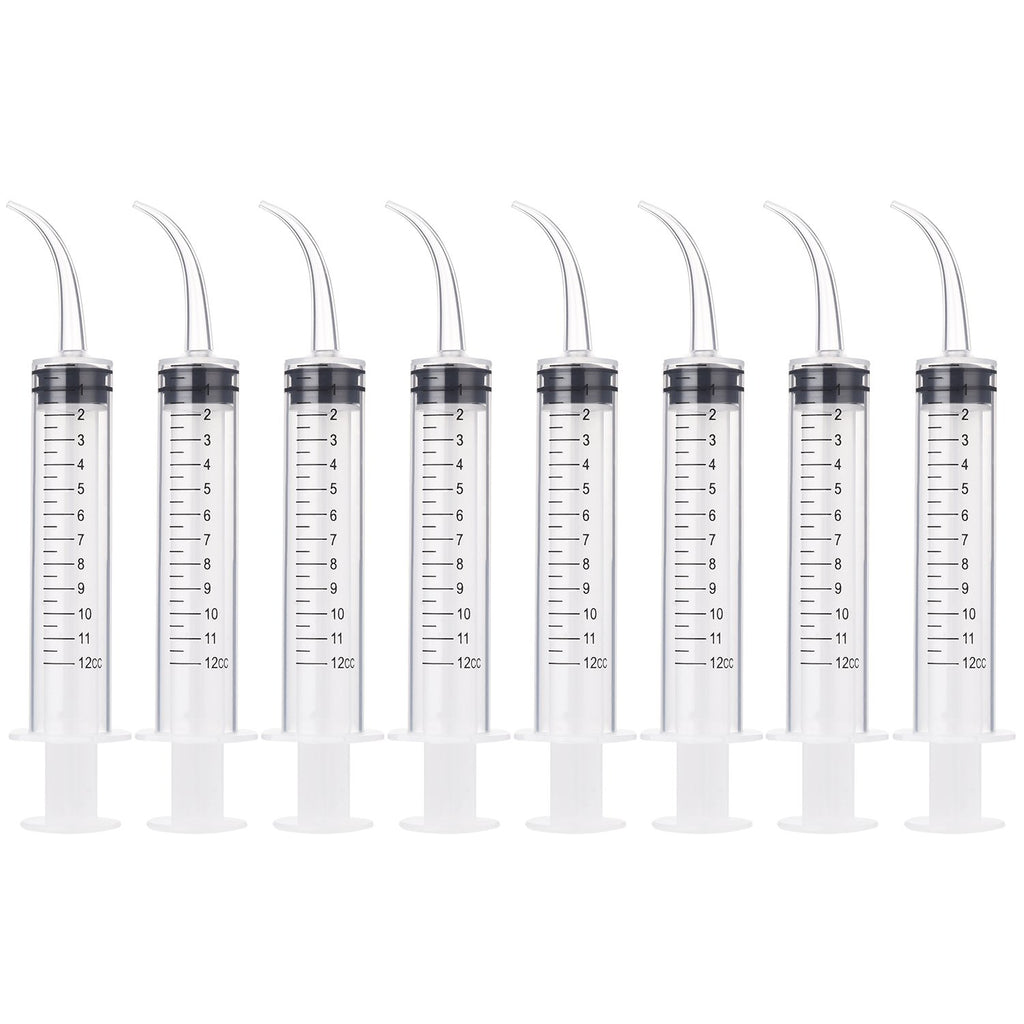 8 Pcs Syringe Dental Irrigation Syringe with Curved Tip
