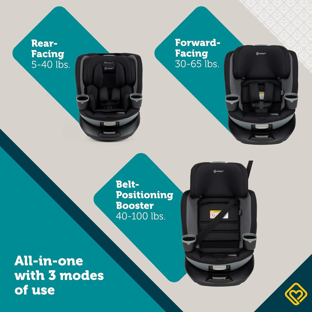 Safety 1ˢᵗ Turn and Go 360° Rotating All-in-One Convertible Car Seat, Black Beauty