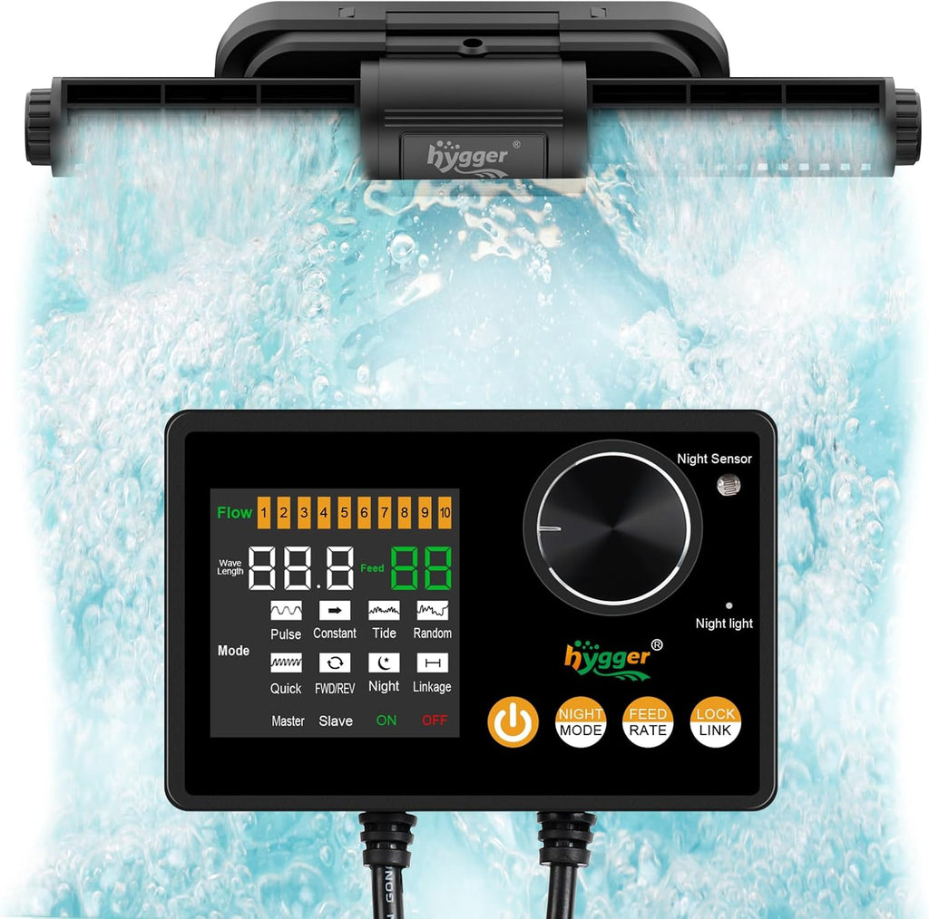 Intelligent Wave Maker for Aquarium, Saltwater Freshwater Circulation Pump Adjustable 6 Waves/Night/Feed/Wireless