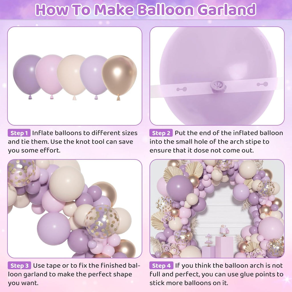 Dusty Purple Balloon Arch Garland Kit, Different Sizes 18 12 10 5Inch Purple Pink Lavender Sand Rose Gold Metal