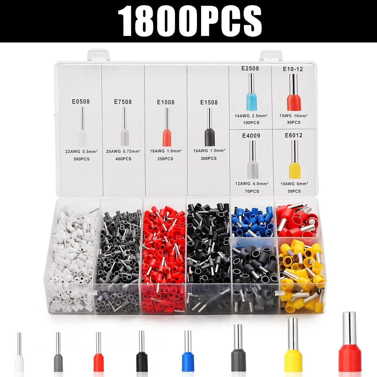 Ferrule Crimping Tool Kit, Ferrule Crimper Plier with 1800PCS Wire Ferrules