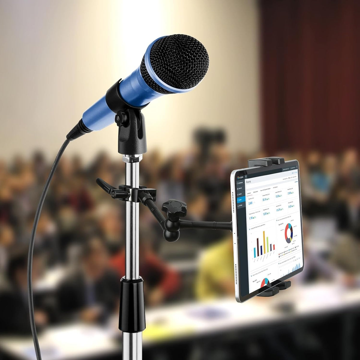 iPad Holder for Microphone Stand/Mic Music Stand,Tablet Mount Compatible with 4.7~12.9" / Nexus/LG G