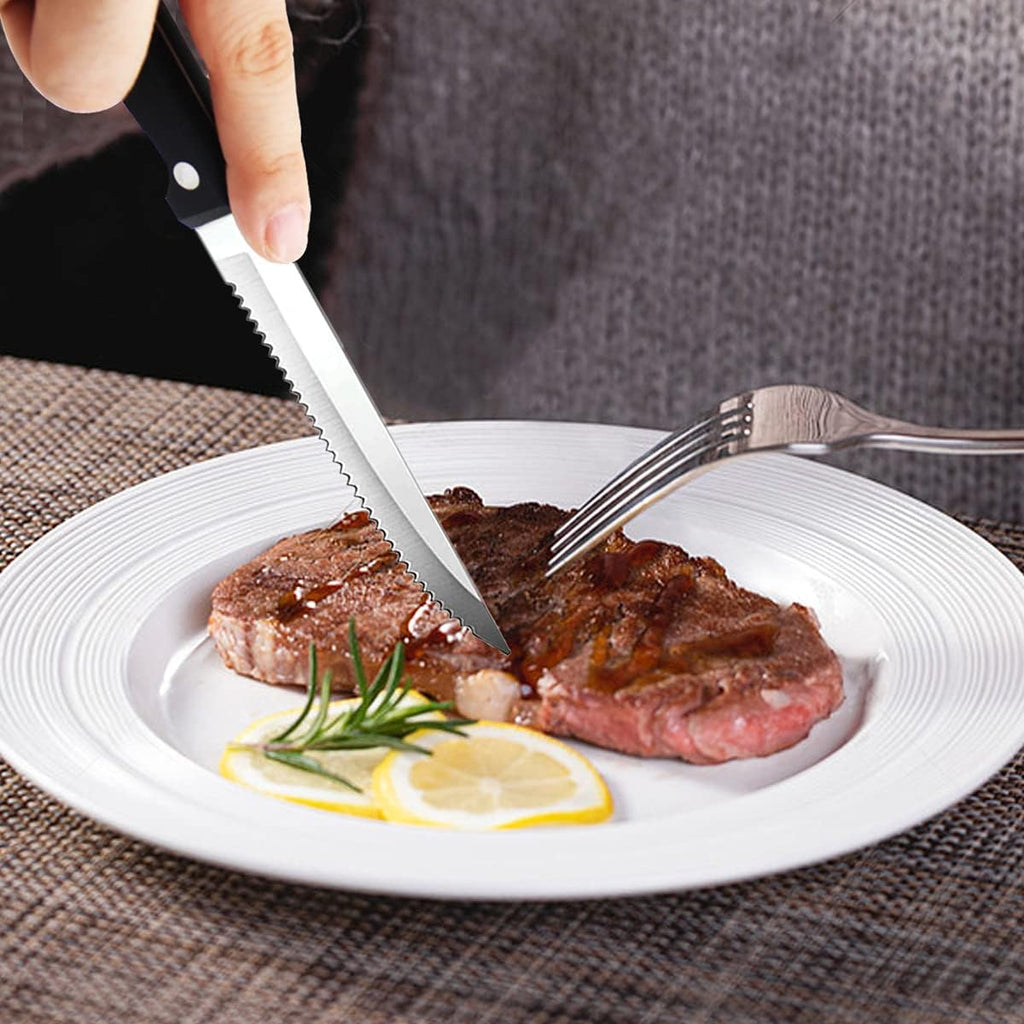 Serrated Steak Knives Set of 48, 4.5 In, Black
