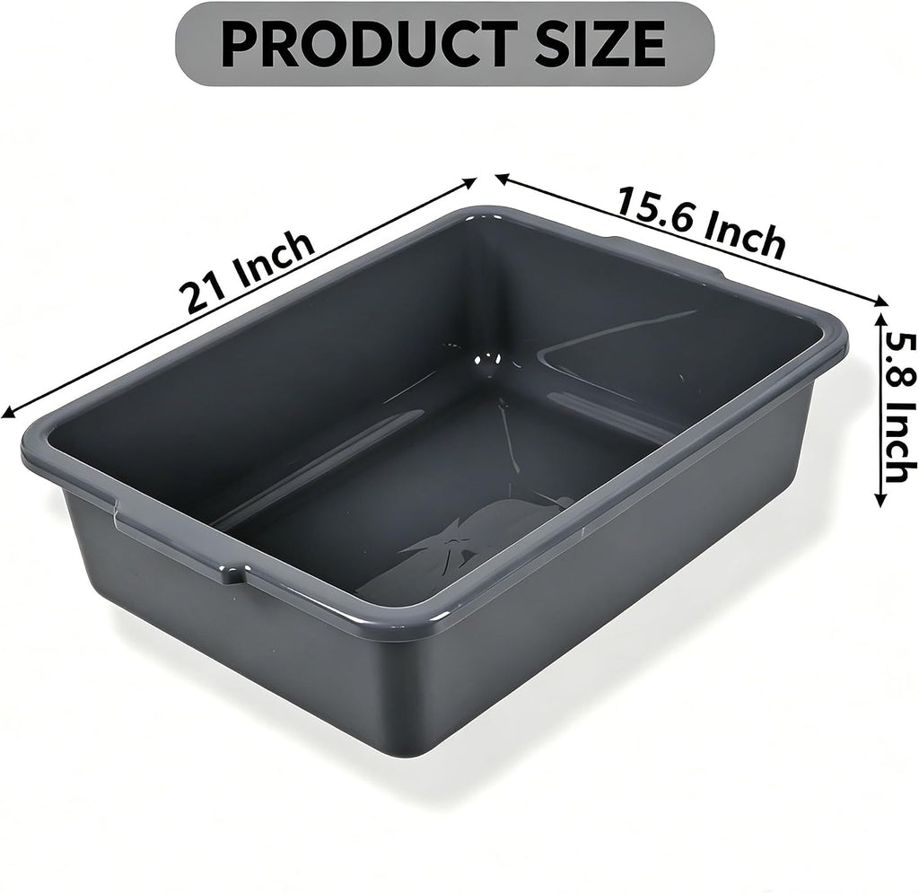 Commercial Bus Tubs, 24 L Plastic Utility Tote Boxes, 6-Pack