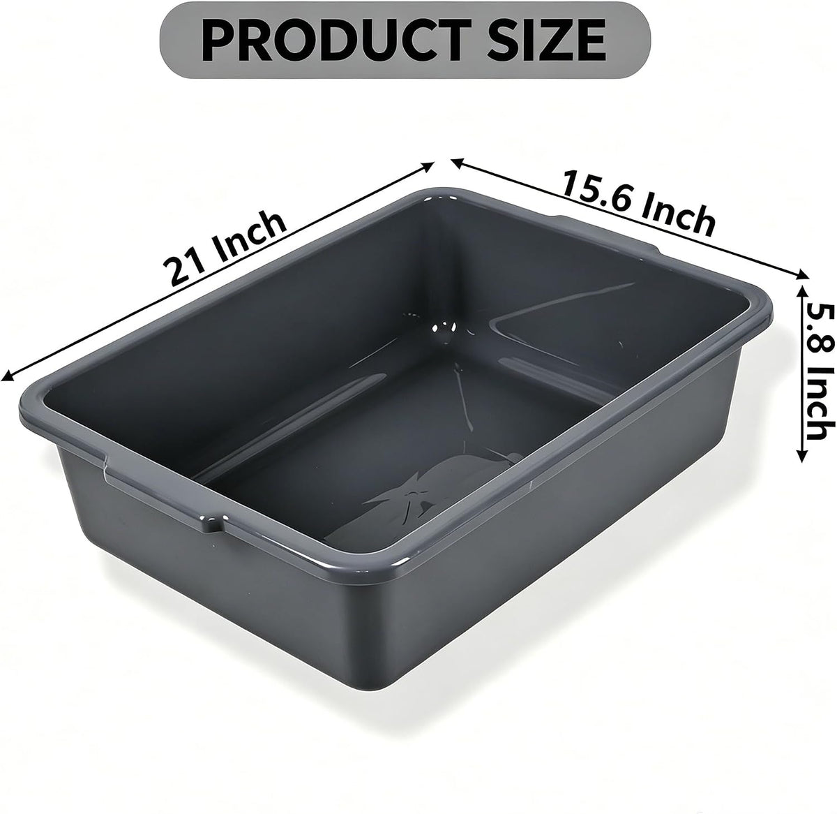 Commercial Bus Tubs, 24 L Plastic Utility Tote Boxes, 6-Pack
