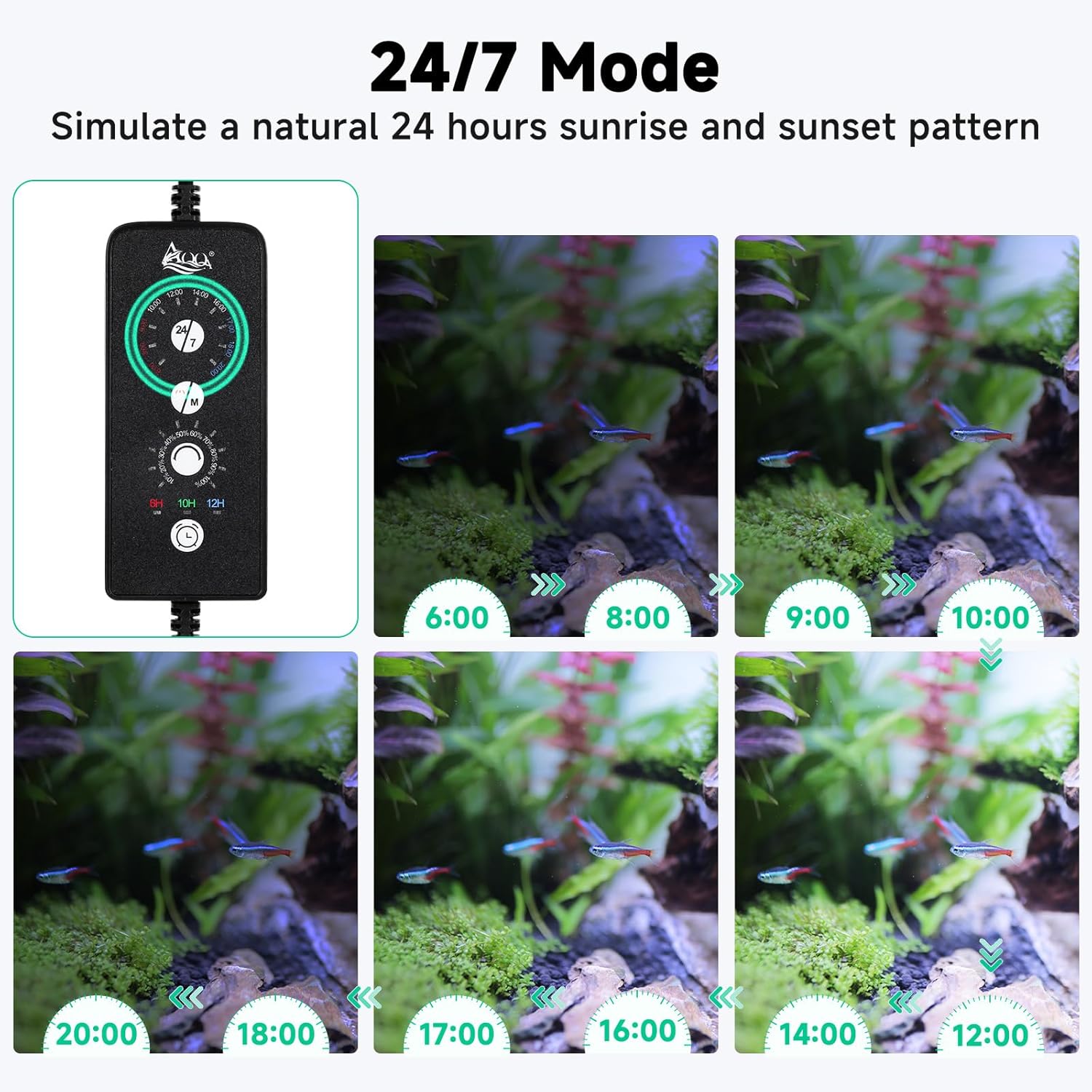 LED Aquarium Light, 24/7 & DIY Mode Full Spectrum Fish Tank Light | Adjustable Timer/Brightness, Extendable Bracket