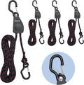 4PCS Kayak Rope Tie Down Ratchet Straps 1/4" ×12' Bow and Stern Tie Down
