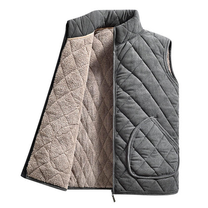 Men's Diamond Quilted Vest Sherpa Lined Full Zip Sleeveless Jacket