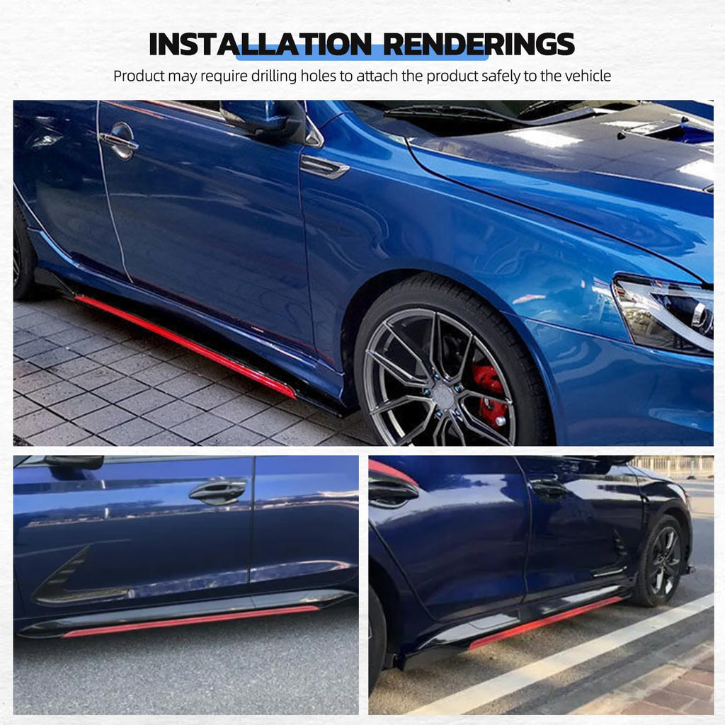 2PCS Universal Car Side Skirts, 86.6" Side Skirts Splitter Lip