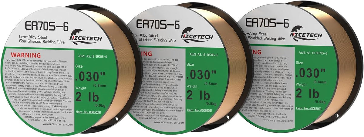 MIG Solid Welding Wire, Carbon Steel, ER70S-6 (3PK, .030" 2LB)