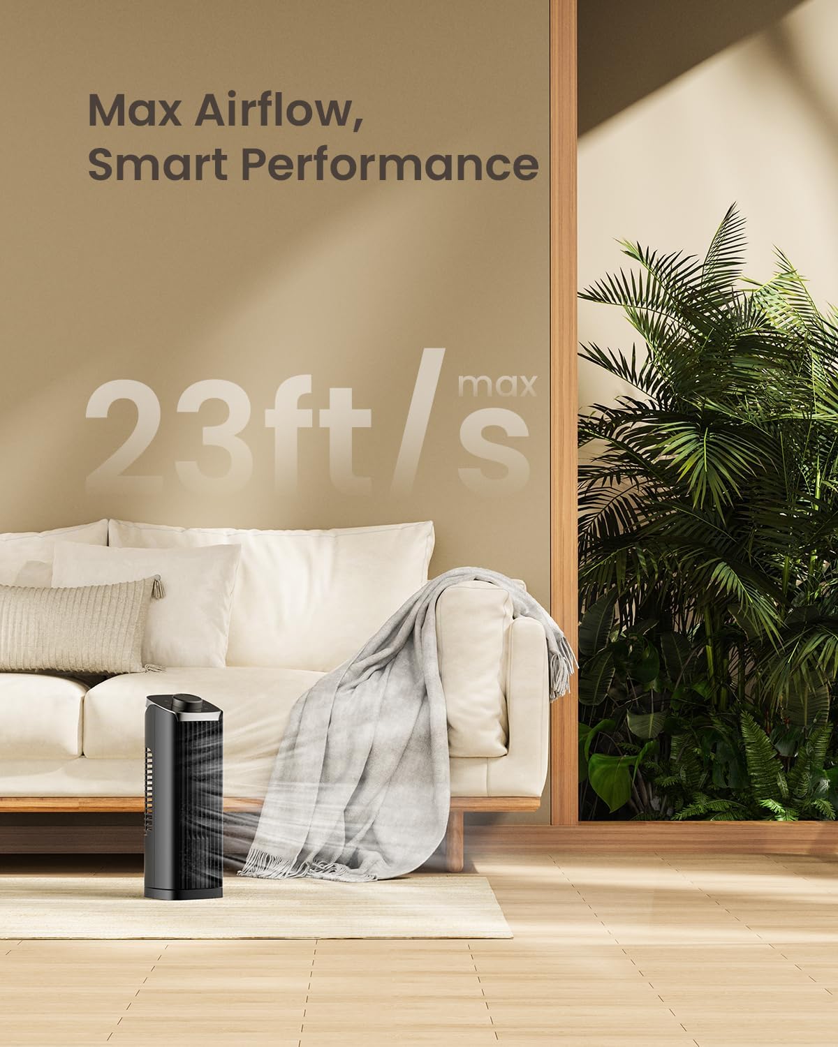 Tower Fan for Bedroom, 13.1'' Quiet Desk Fan with 23ft/s, 3 Speeds, 70° Oscillating Fans with Knob Control, Portable