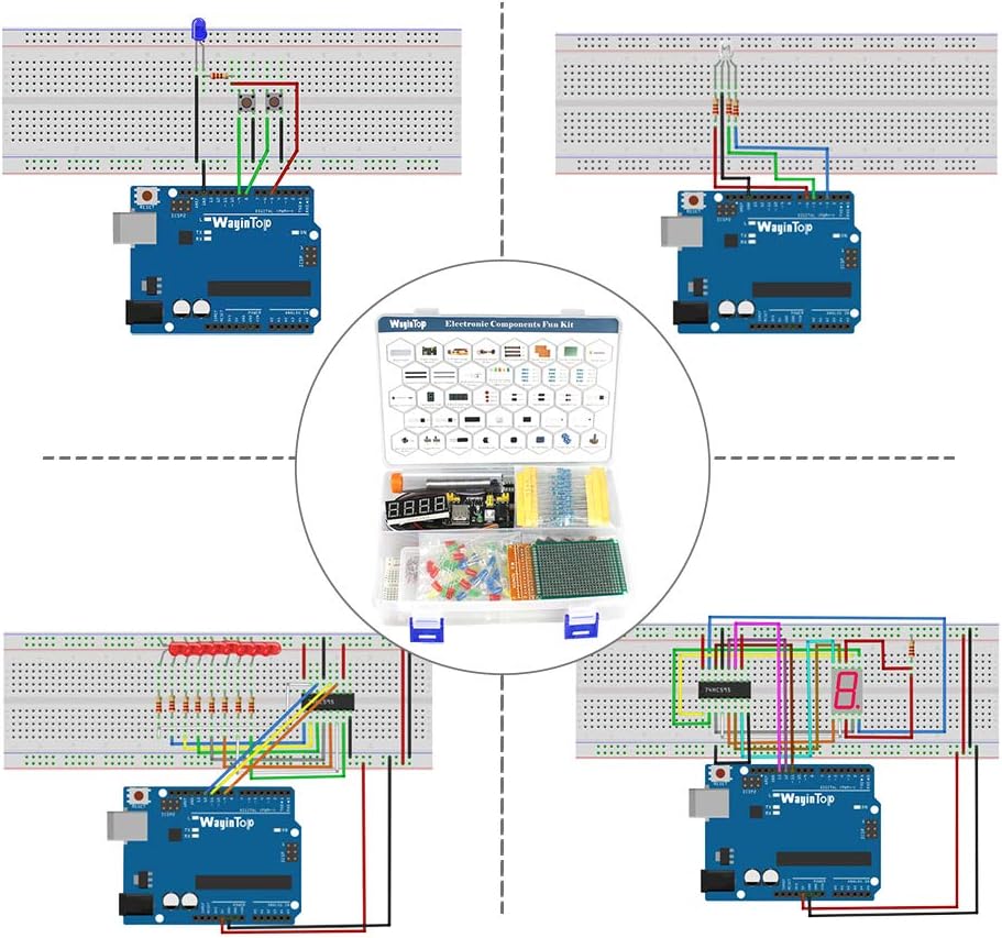 Electronics Component Fun Kit w/E-Book, Upgraded Electronic Starter Kit with Breadboard, Jumper Wires, PCB Soldering
