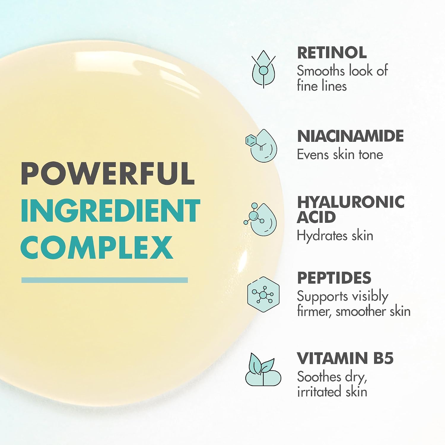 Retinol Serum for Face with Vitamin C, Peptides & Hyaluronic Acid | Anti-Aging Face Serum for Fine Lines, Uneven Skin