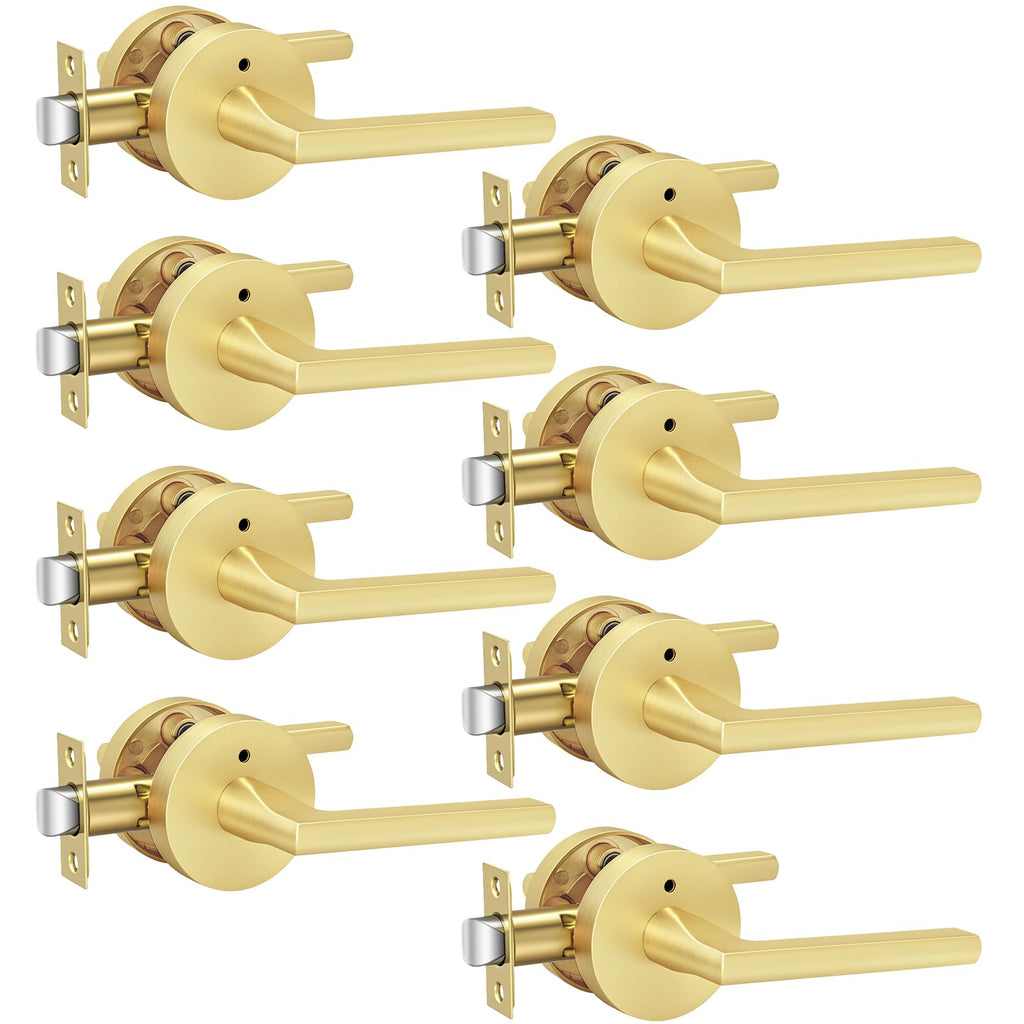 Brushed Gold Door Handles Interior Privacy Door Handle 8 Pack