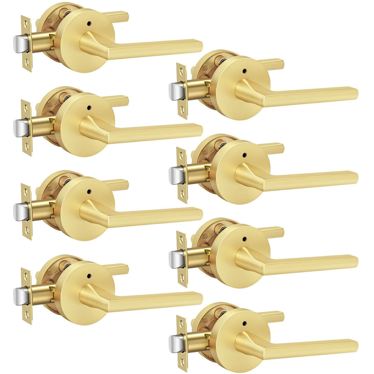 Brushed Gold Door Handles Interior Privacy Door Handle 8 Pack