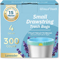 300 Count 15 Micron Extra Thick 4 Gallon Drawstring Small Trash Bags, Sturdy & Tear-Resistant Small Garbage Bags for