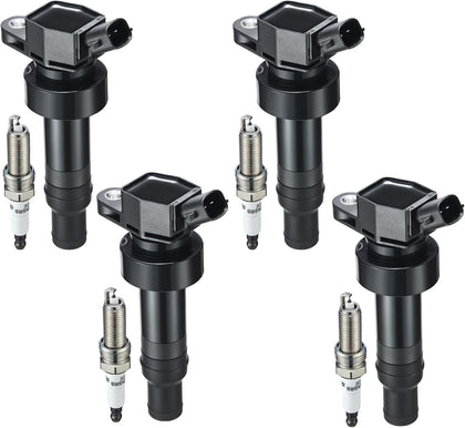 Ignition Coil Pack UF652 and Iridium Spark Plug 93815 Compatible with Hyundai Accent 2012-2020 Hyundai Veloster 2013