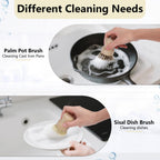 5 Pack Bamboo Dish Brush Set with 14’’ Bottle Brush