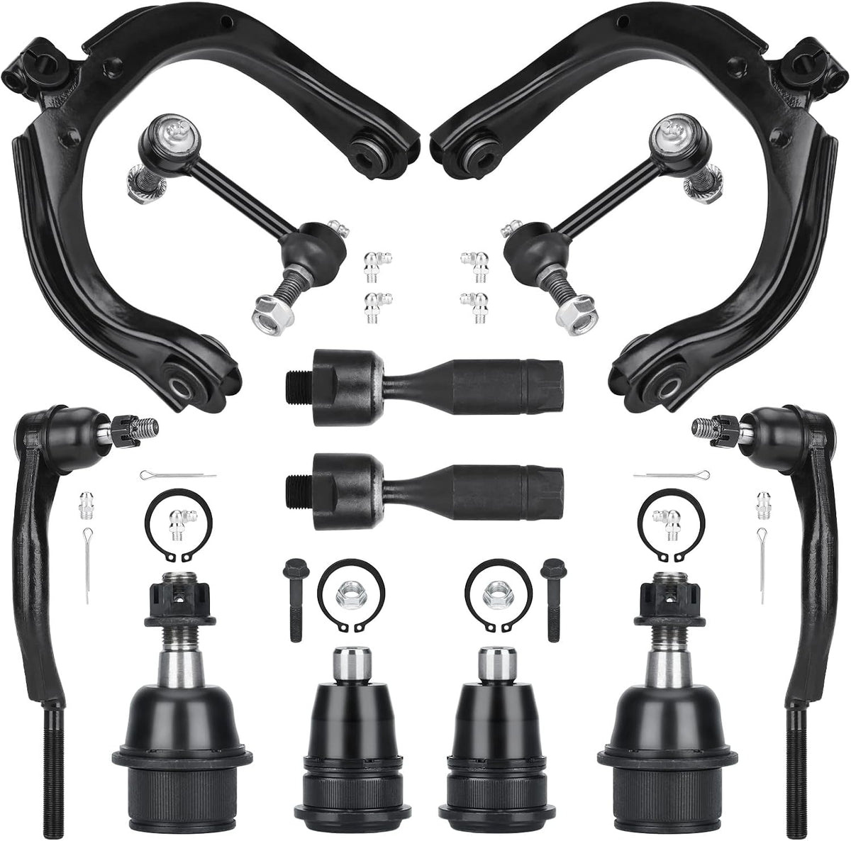 Front Upper Control Arms Assembly Passenger Driver Side with Upper Lower Ball Joint Suspension Kit for Buick Rainier 2004-2007 for Chevrolet SSR Trailblazer EXT for GMC Envoy XL XUV for Isuzu Ascender