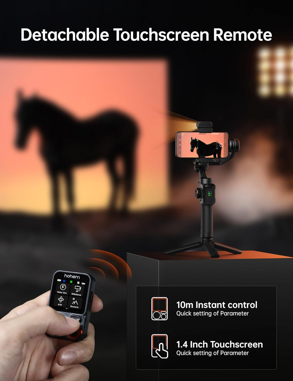 iSteady M7 Smartphone Gimbal Stabilizer, AI Tracking Sensor with Fill Light, 1.4" Full Color Detachable Touchscreen