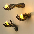 Halloween Decorations Indoor Gothic Decor: Pack of 3 Wall Mounted Hands | Creepy Reaching Hands with Lighted Candles
