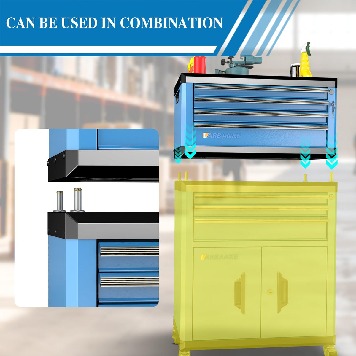 Portable 4-Drawer Tool Chest with Lock & Keys,Tool Box with Handle