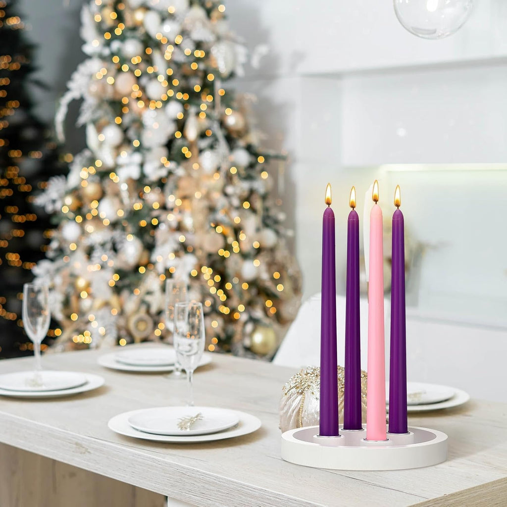 12 Pcs Advent Candle Holder 7 Inch Taper Candles,White,Classic