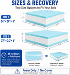 Couch Cushion Replacement, 27 x 24 x 6 in, 3-Layer High-Density Memory Foam Insert for Sofa, Chair and Bench